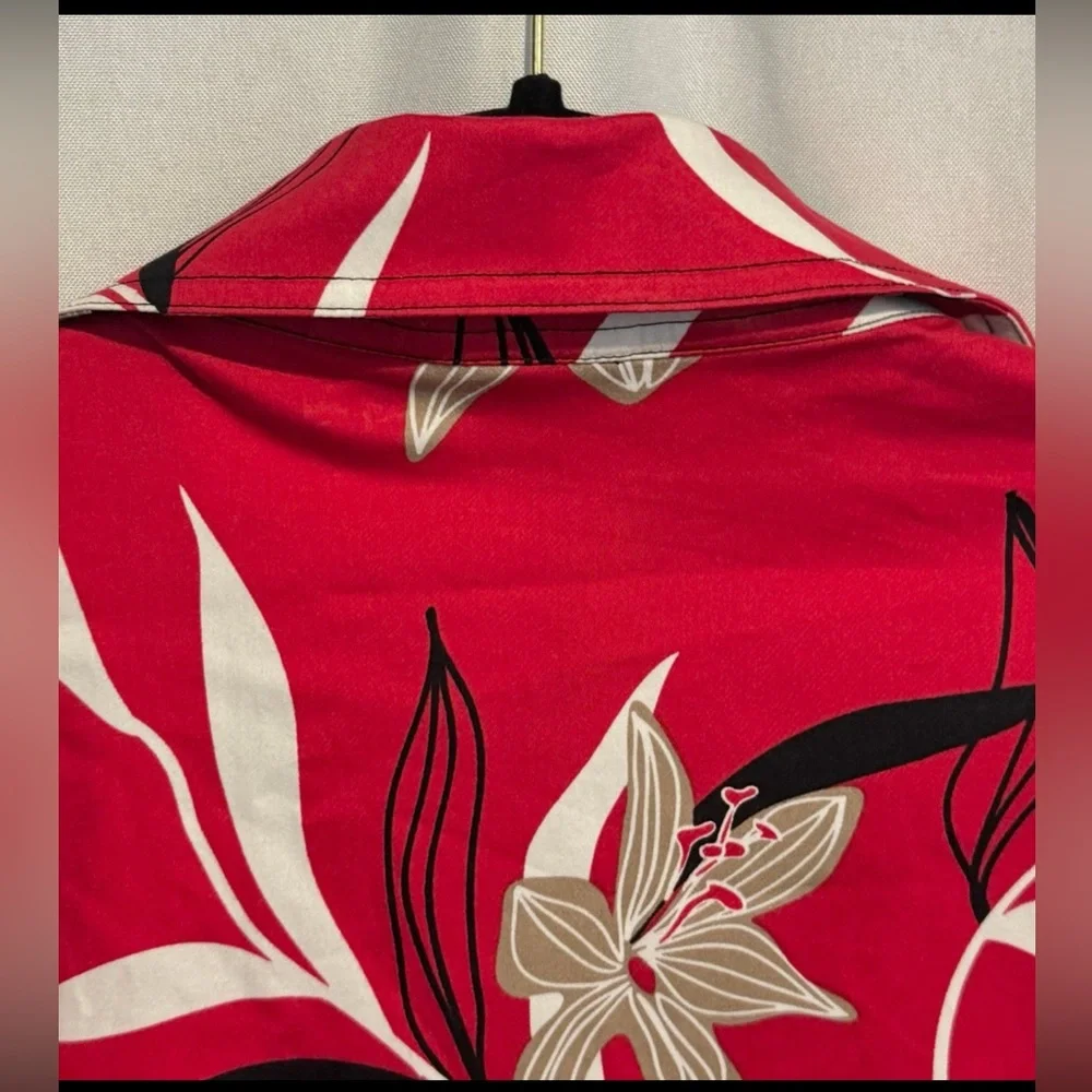 NWT Westbound Womens Jacket Red Stretch Floral Jumbo Black Buttons Plus Size 1X - Picture 9 of 10